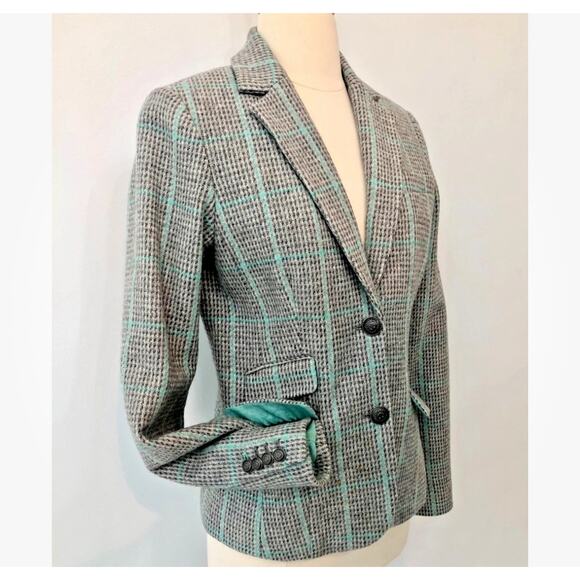 Women’s Wool Herringbone Blazer Jacket US 8 Elbow Patches Tweed Academic Preppy - Picture 9 of 10